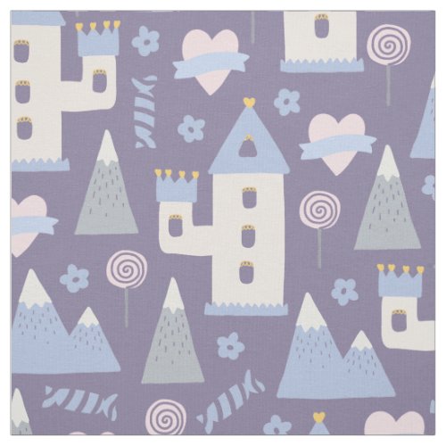 Whimsical castle candy pattern fabric