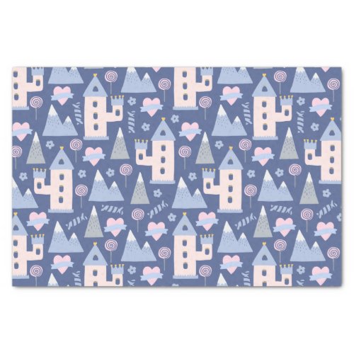 Whimsical castle candy pattern tissue paper