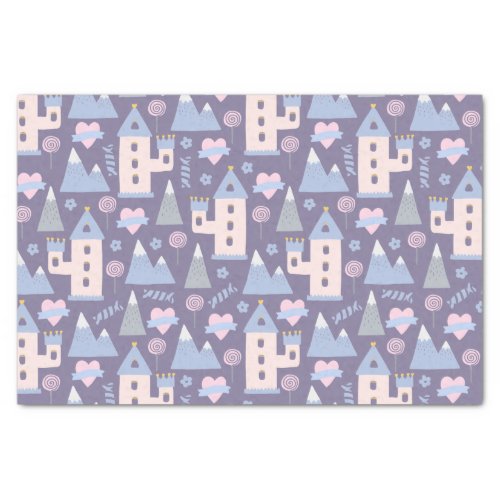 Whimsical castle candy pattern tissue paper