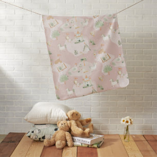 Whimsical castle unicorn princess baby blanket