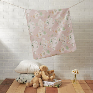 Whimsical castle unicorn princess nursery baby gir blanket