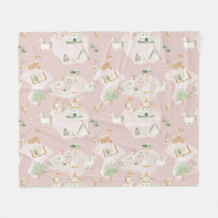 Whimsical castle unicorn princess nursery baby gir fleece blanket