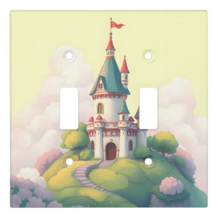 Whimsical castle with green garden light switch cover