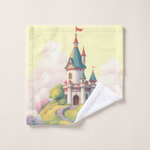 Whimsical castle with green garden wash cloth