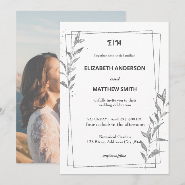 whimsical casual overlay photo romantic wedding invitation (Front/Back)