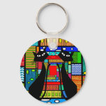 Whimsical Cat Art Gifts Keychain