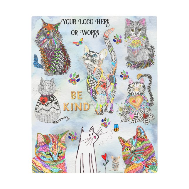 Whimsical Cat Assortment Custom Metal Wall Art (Front)