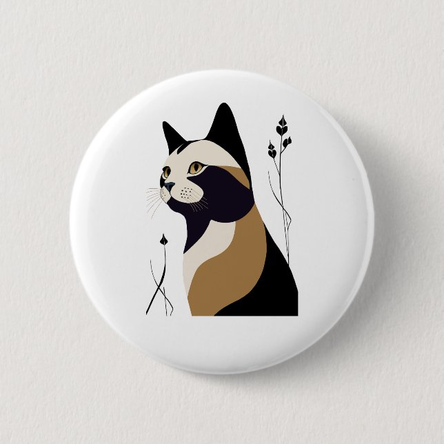 Whimsical Cat Button (Front)