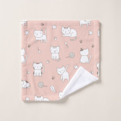 Whimsical Cat Doodles Bath Towel Set