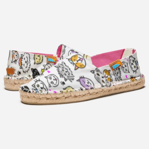Whimsical Cat Faces Pattern Espadrilles