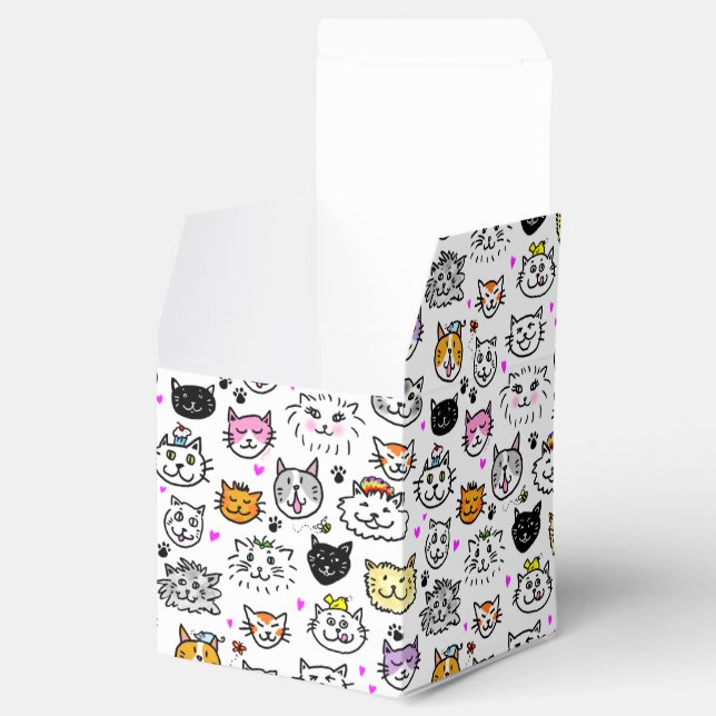 Whimsical Cat Faces Pattern Favor Boxes (Opened)