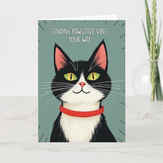 Whimsical Cat Fathers Day Card (Front)