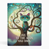 Whimsical Cat Full Moon Artwork I Love You Mini Binder (Front)