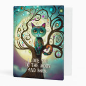 Whimsical Cat Full Moon Artwork I Love You Mini Binder (Front/Inside)