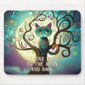 Whimsical Cat Full Moon Artwork I Love You Mouse Pad (Front)