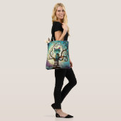 Whimsical Cat Full Moon Artwork I Love You Tote Bag (On Model)
