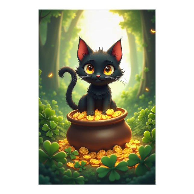Whimsical Cat in a Pot of Gold Photo Print (Front)