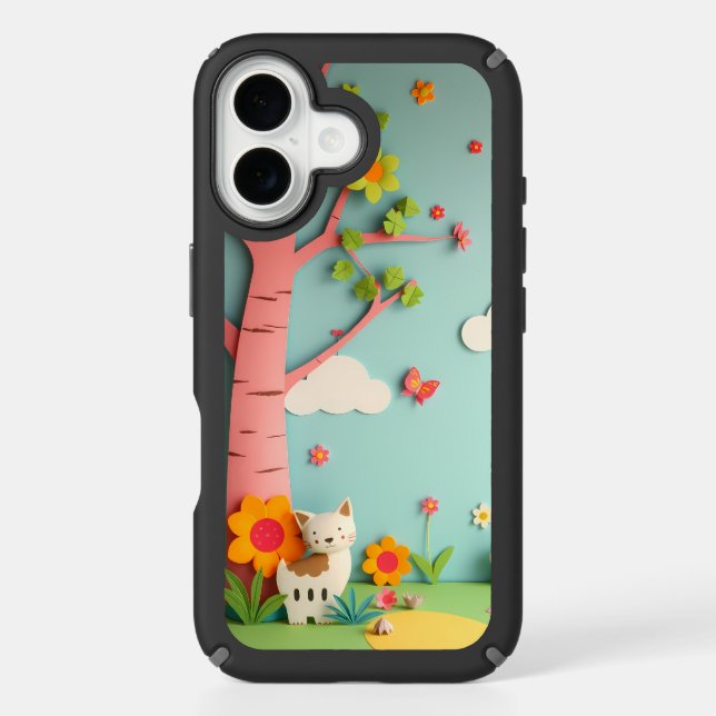 Whimsical Cat in Spring Scene Speck iPhone Case (Front)