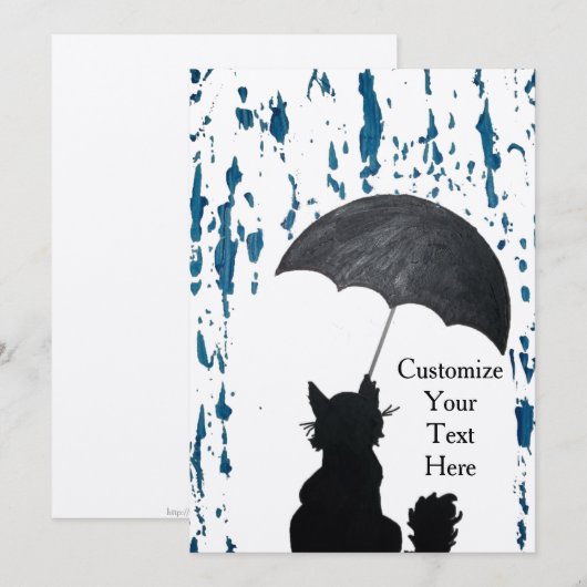 Whimsical Cat In the Rain (Front/Back)