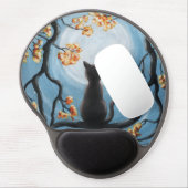 Whimsical Cat in Tree Full Moon Painting Gel Mouse Pad (Left Side)
