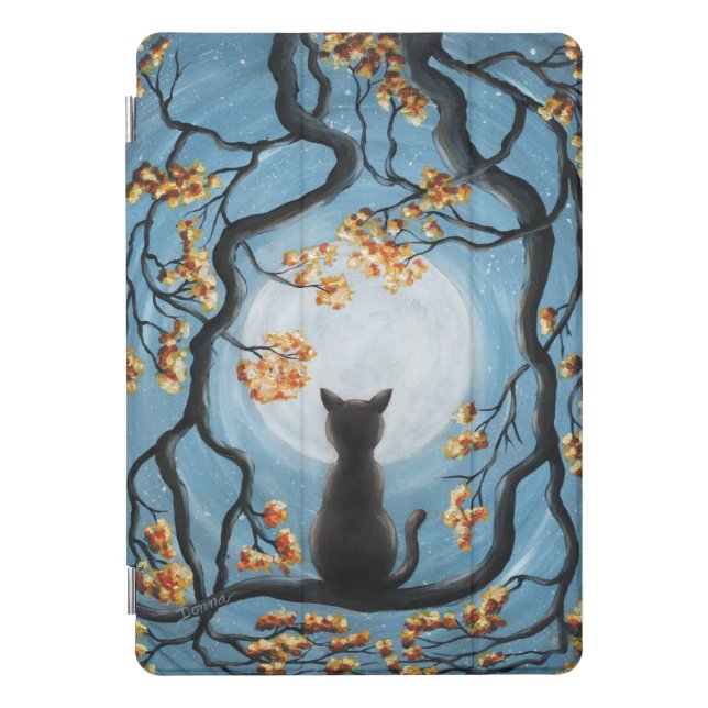 Whimsical Cat in Tree Full Moon Painting iPad Pro Cover (Front)