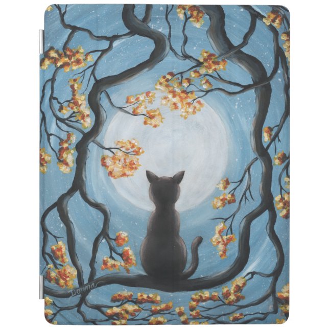 Whimsical Cat in Tree Full Moon Painting iPad Smart Cover (Front)