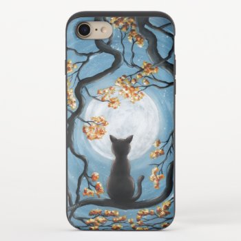 Whimsical Cat In Tree Full Moon Painting Iphone 8/7 Slider Case by ironydesignphotos at Zazzle
