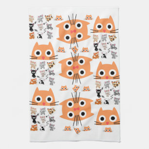 Whimsical Cat Kitchen Hand Towel
