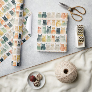 Whimsical Cat Lovers Gift Wrap Paper