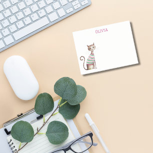 Whimsical Cat Mom Cat Lover Cute Watercolor Custom Post-it Notes