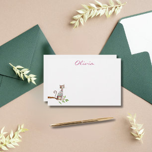 Whimsical Cat Mom Cat Lover Cute Watercolor Custom Stationery