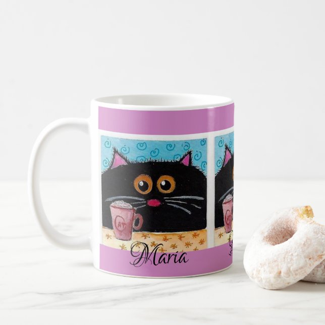 Whimsical Cat Mug (With Donut)