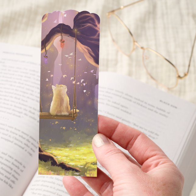 Whimsical Cat on a Swing Bookmark (Hand)
