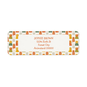 Whimsical Cat Pattern Colorful Return Address Label