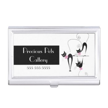 Whimsical Cat Personalize Business Card Case by petcherishedangels at Zazzle