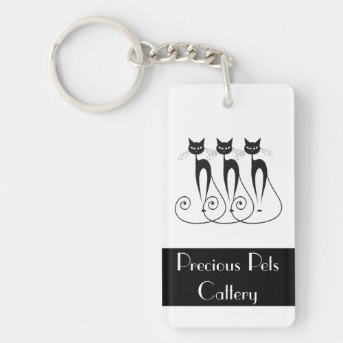Whimsical cat PERSONALIZE Keychain