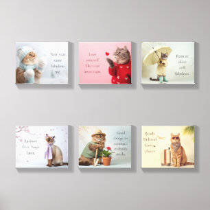 Whimsical Cat Quote Canvas Art Photo Tile