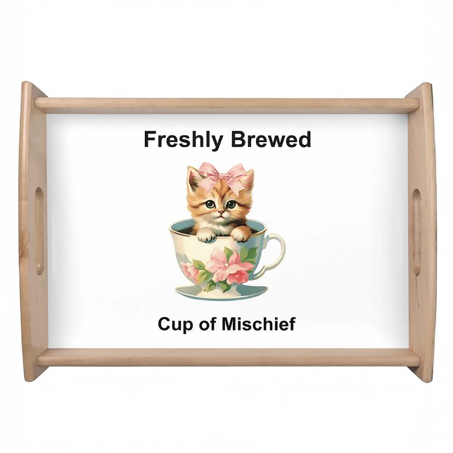 Whimsical Cat Serving Tray (This whimsical serving tray design captures a sense of sweetness, innocence, and a dash of fantasy.)