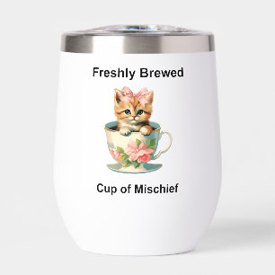Whimsical Cat Thermal Wine Tumbler