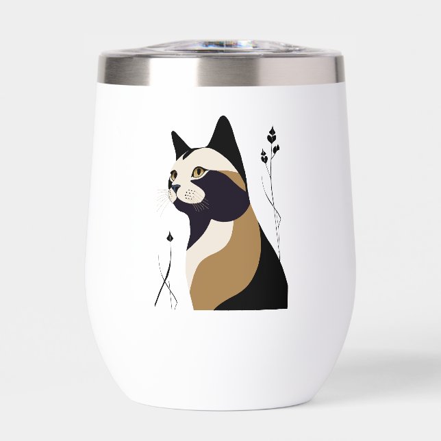 Whimsical Cat Thermal Wine Tumbler (Front)