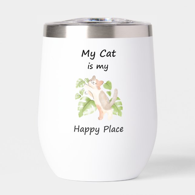 Whimsical Cat Thermal Wine Tumbler (Front)