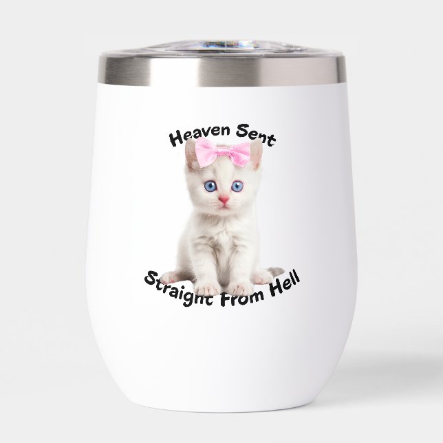 Whimsical Cat Thermal Wine Tumbler (Front)