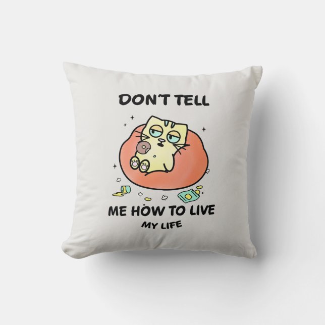 Whimsical Cat Throw Pillow (Front)