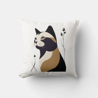 Whimsical Cat Throw Pillow