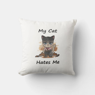 Whimsical Cat Throw Pillow