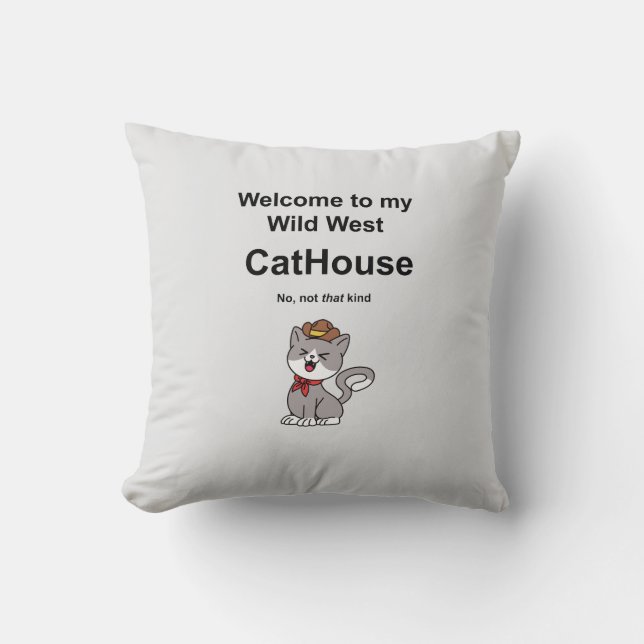 Whimsical Cat Throw Pillow (Front)