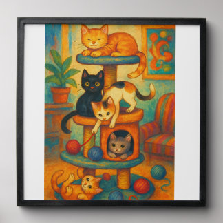 Whimsical Cat Tree Haven Peel And Stick Photo Tile