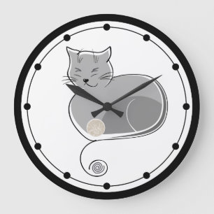 Whimsical Cat Wall Clock