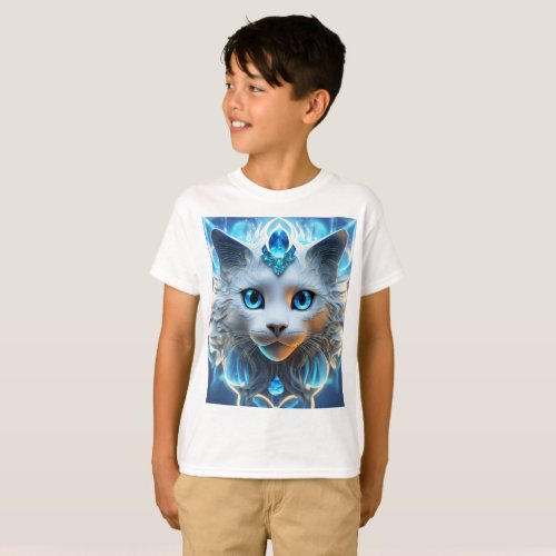 Whimsical Cat Watercolor T_Shirt Design