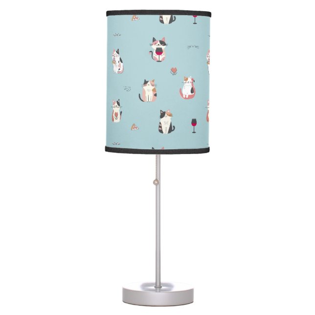 Whimsical Cat & Wine Lamp: Perfect for Cat Lovers Table Lamp (Front)